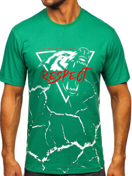 Camiseta algodón de manga corta con impresión para hombre verde Bolf 5035