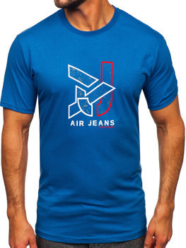 Camiseta algodón de manga corta para hombre azul Bolf 14769