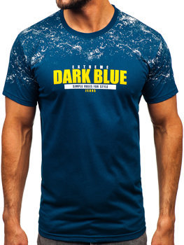 Camiseta algodón de manga corta para hombre azul oscuro Bolf 14725