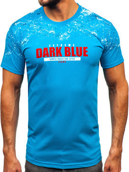 Camiseta algodón de manga corta para hombre azul turquesa Bolf 14725