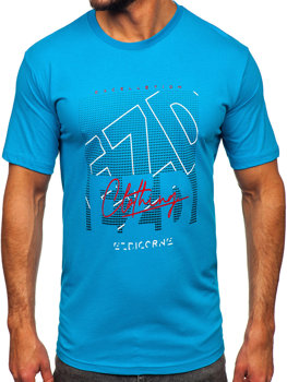 Camiseta algodón de manga corta para hombre azul turquesa Bolf 14748