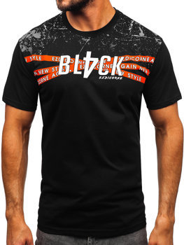 Camiseta algodón de manga corta para hombre negro Bolf 14722