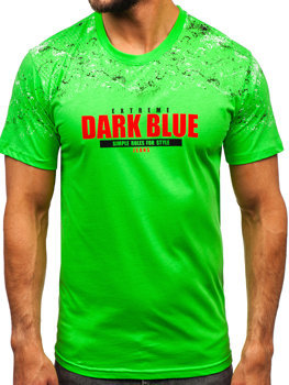 Camiseta algodón de manga corta para hombre verde y fluorescente Bolf 14725