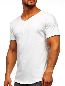 Camiseta con escote de pico sin impresión para hombre blanco Bolf 4049