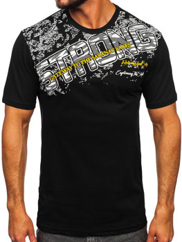 Camiseta de manga corta con estampado para hombre negra Bolf 14234