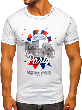 Camiseta de manga corta con impresión blanco Bolf s028