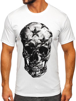 Camiseta de manga corta con impresión para hombre blanco Bolf 6300