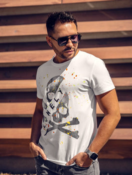Camiseta de manga corta con impresión para hombre blanco Bolf Y70008A