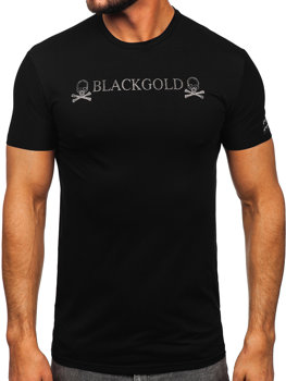 Camiseta de manga corta con impresión para hombre negro Bolf MT3050