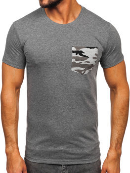 Camiseta de manga corta de camuflaje con impresión con bolsillo para hombre grafito Bolf 8T85 