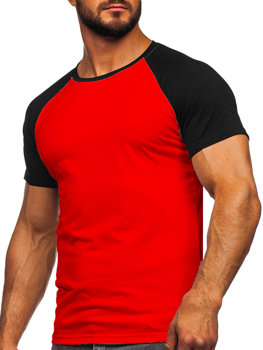 Camiseta de manga corta para hombre rojo y negro Bolf 8T82