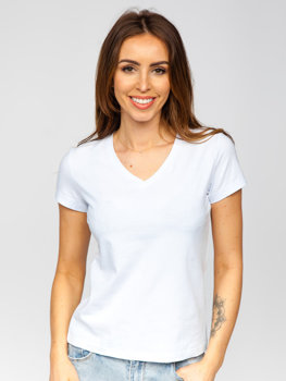 Camiseta de manga corta sin impresión para mujer blanco Bolf DT114
