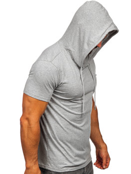 Camiseta sin impresión con capucha para hombre gris Bolf 8T957