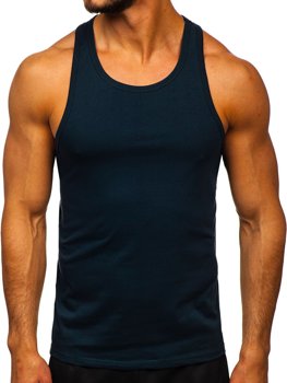 Camiseta sin manga sin estampado azul oscuro Bolf 99002