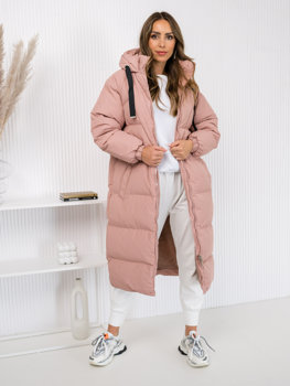 Chaqueta acolchada larga abrigo de invierno con capucha para mujer rosa Bolf 5M3163
