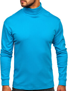 Jersey de cuello alto básico para hombre azul turquesa Bolf 145347-1
