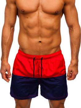 Pantalón corto de baño para hombre rojo y azul oscuro Bolf HM062