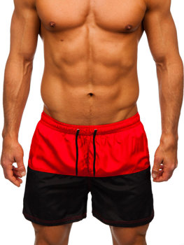Pantalón corto de baño para hombre rojo y negro Bolf HM067