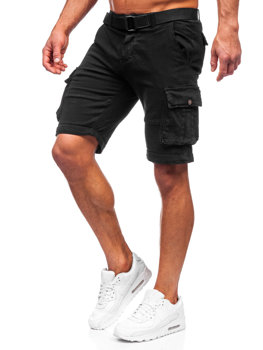 Pantalón corto tipo cargo con cinturón para hombre negro Bolf MP0109N