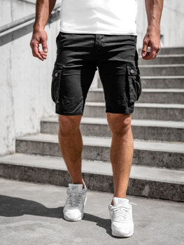 Pantalón corto tipo cargo shorts para hombre negro Bolf BB70012