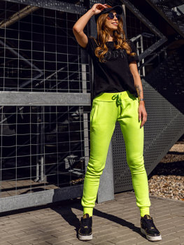 Pantalón de chándal para mujer verde y fluorescente Bolf CK-01B