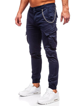 Pantalón jogger de tela cargo para hombre azul oscuro Bolf SK850