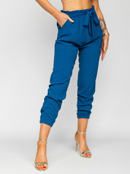 Pantalón jogger de tela para mujer azul Bolf W5076