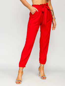 Pantalón jogger de tela para mujer rojo Bolf W5076