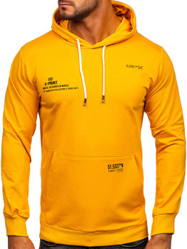Sudadera con capucha con impresión para hombre amarillo Bolf 8754