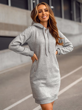 Sudadera larga con capucha color gris para mujer Bolf YS10005