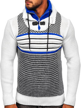 Suéter grueso con cuello alto para hombre color blanco Bolf 2000