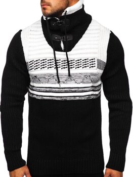 Suéter grueso con cuello alto para hombre color negro Bolf 2020