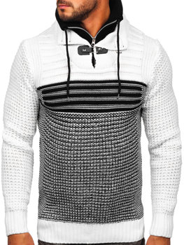 Suéter grueso con cuello alto para hombre color negro y blanco Bolf 2026