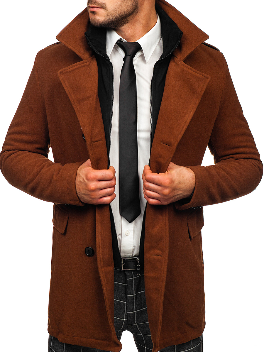 abrigo marrón hombre