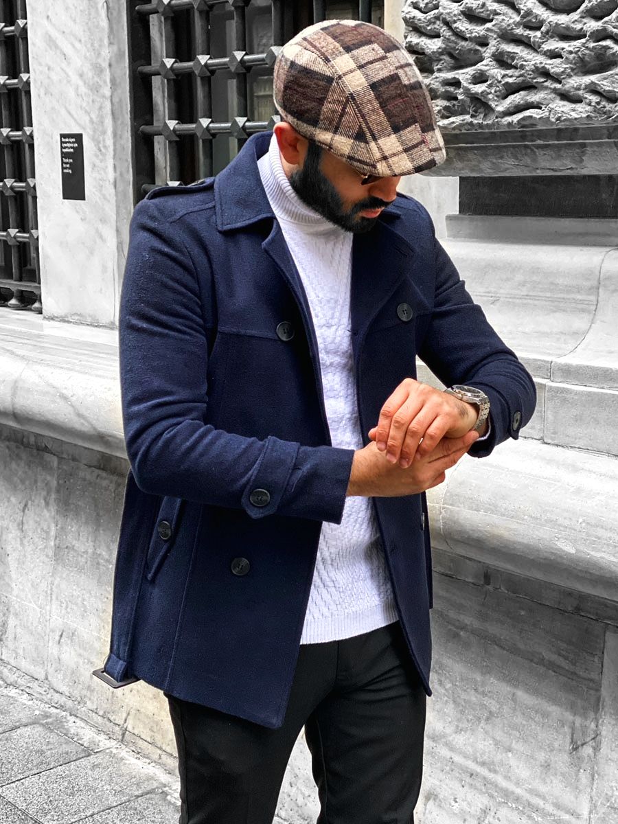 ligeramente asqueroso Accidental Abrigo de invierno cruzado para hombre con cuello alto color azul oscuro Bolf 0011 AZUL OSCURO ligeramente asqueroso Accidental Abrigo de invierno cruzado para hombre con cuello alto color azul oscuro Bolf 0011 AZUL OSCURO