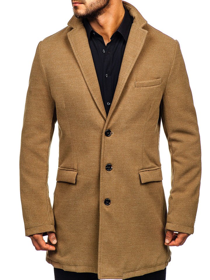 Tregua documental hecho Abrigo de invierno para hombre color camel Bolf 1047-1 CAMEL