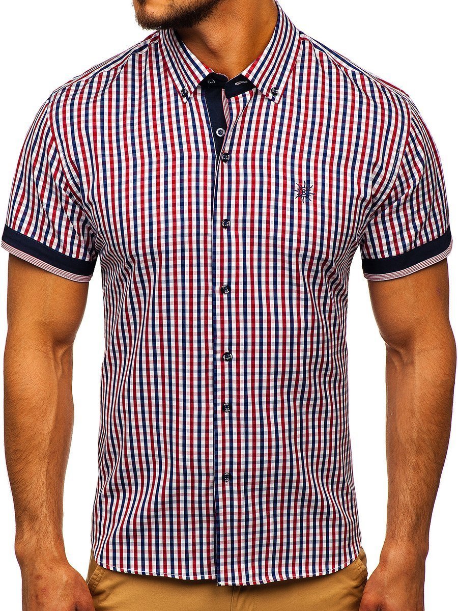 Camisa a cuadros de manga corta hombre Bolf 4510 ROJO