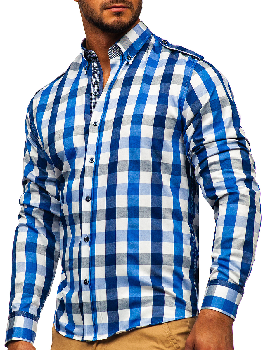 Camisa a cuadros de manga larga para hombre Bolf 2779