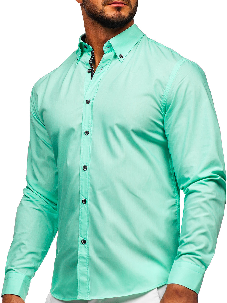 champú Picotear una taza de Camisa a manga larga para hombre color verde menta Bolf 20716 VERDE MENTA