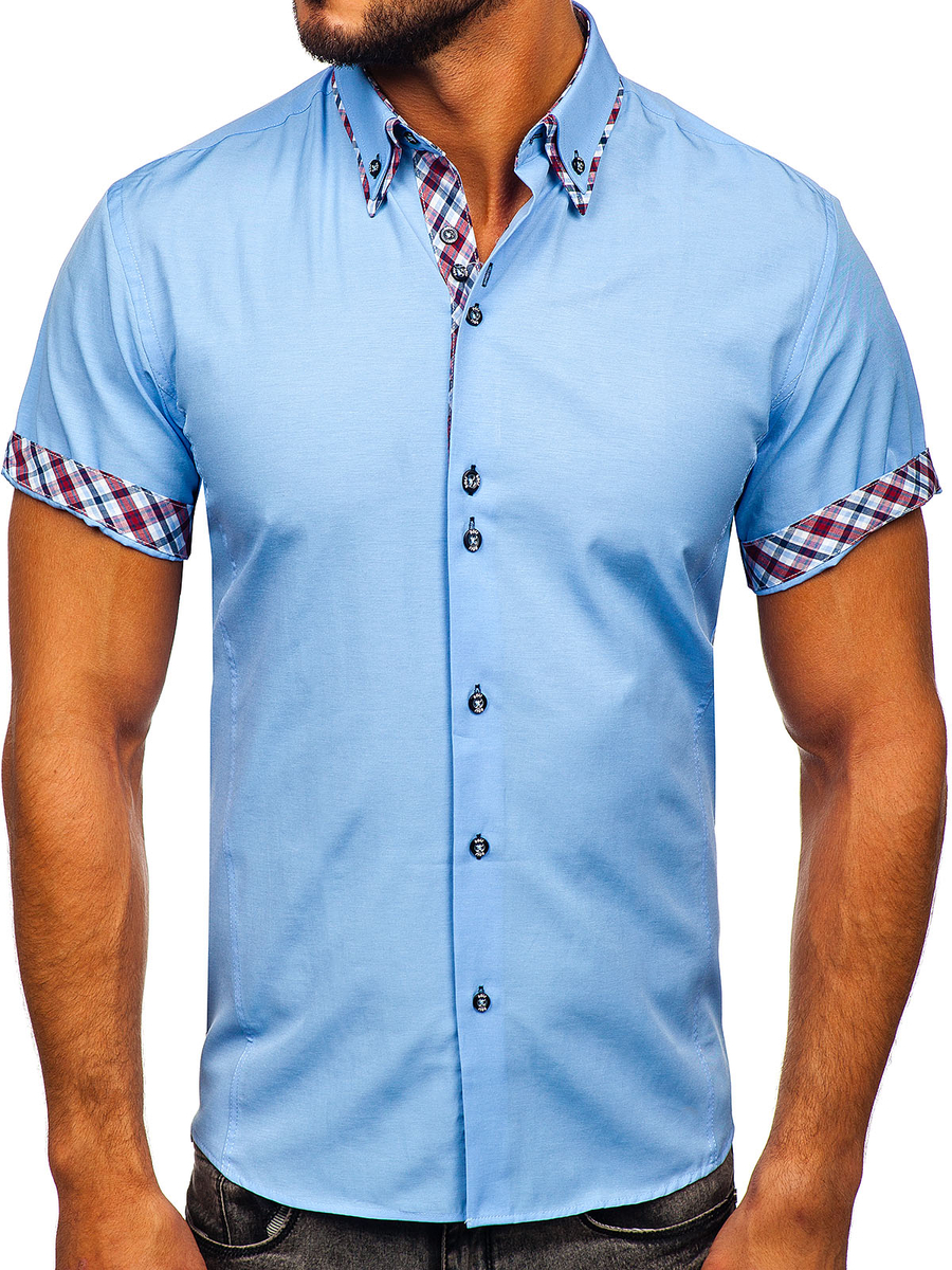 Camisa de corta para hombre azul claro 6540 AZUL CLARO