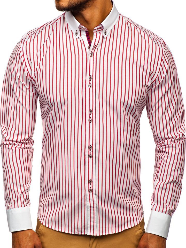 Camiseta Blanca Rayas Rojas Y Blancas