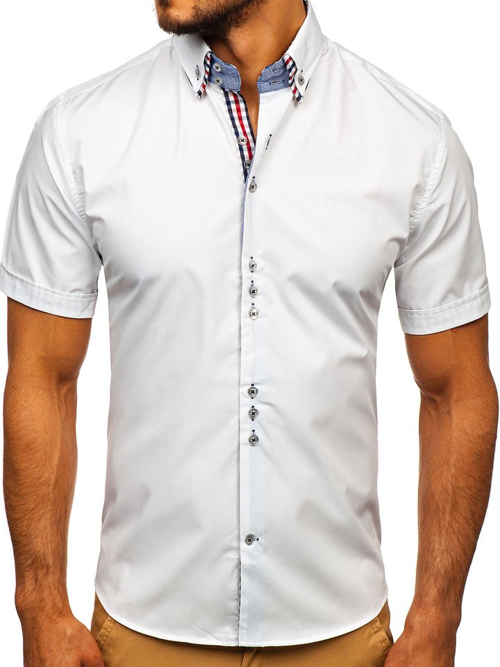 Camisa elegante de manga corta para hombre blanco Bolf 3507 BLANCO