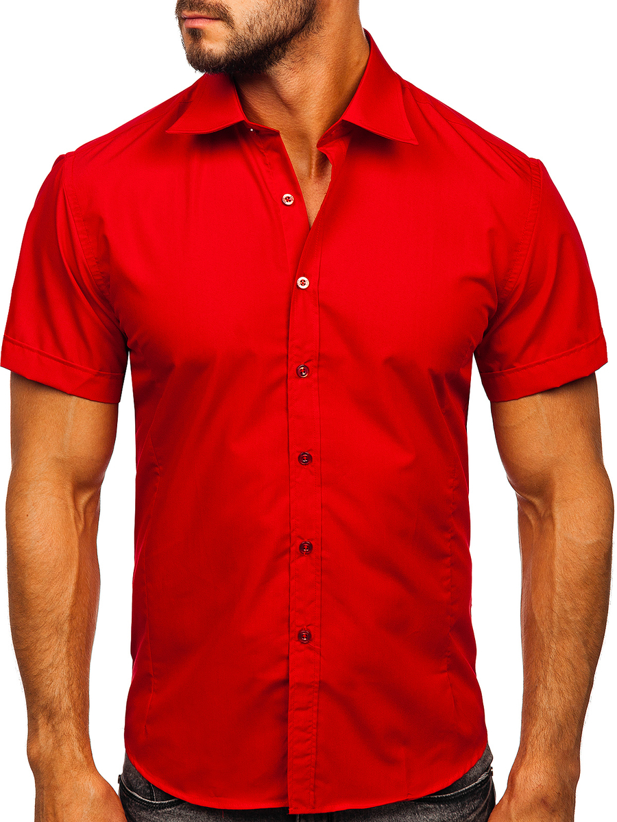 elegante manga corta hombre burdeos Bolf 7501 ROJO