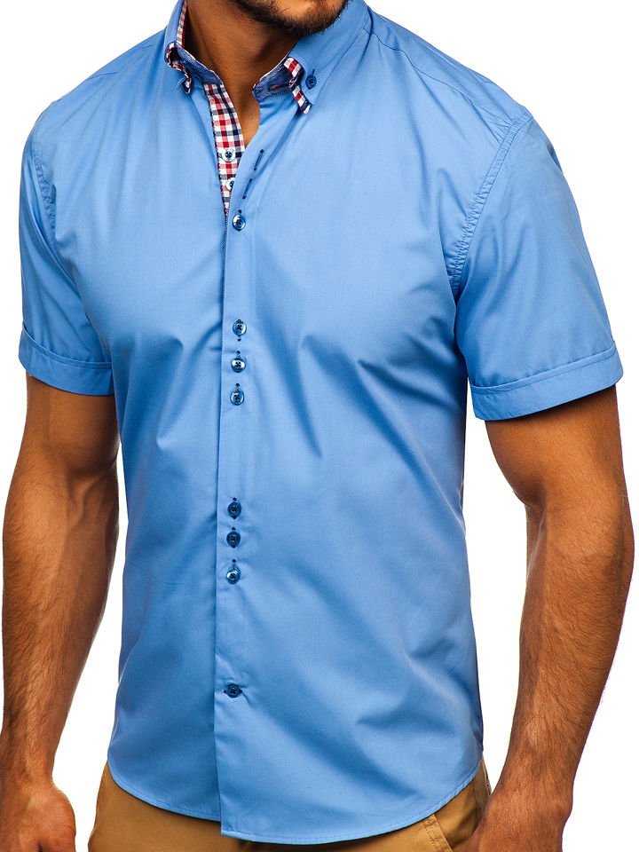 Camisa elegante de manga hombre celeste Bolf 3507 AZUL CLARO