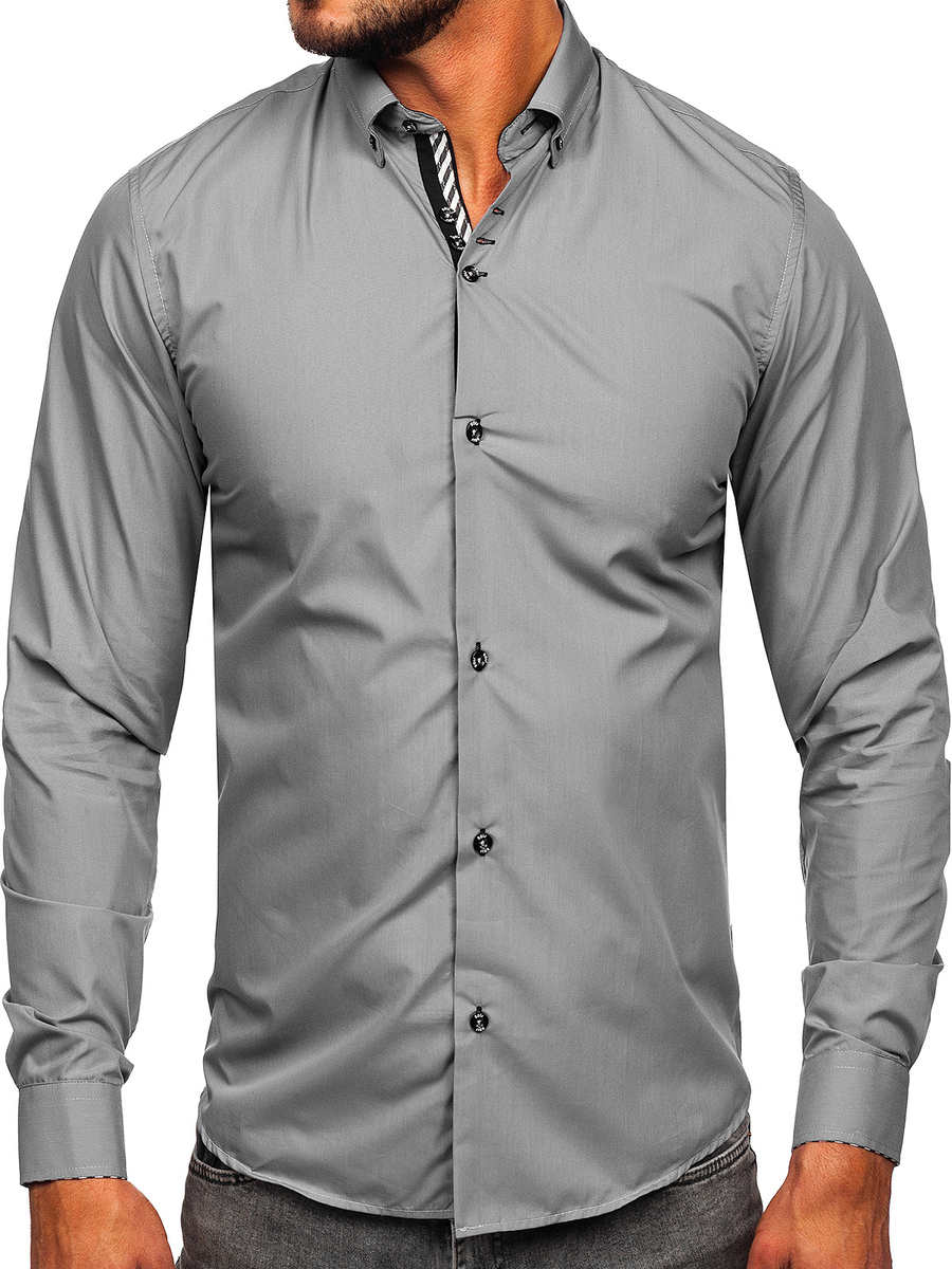 elegante de manga larga hombre gris 5796-1 GRIS