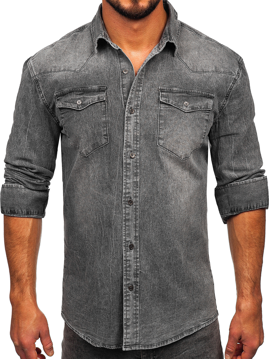 Camisa vaquera de manga larga hombre grafito Bolf MC710G GRIS GRAFITO