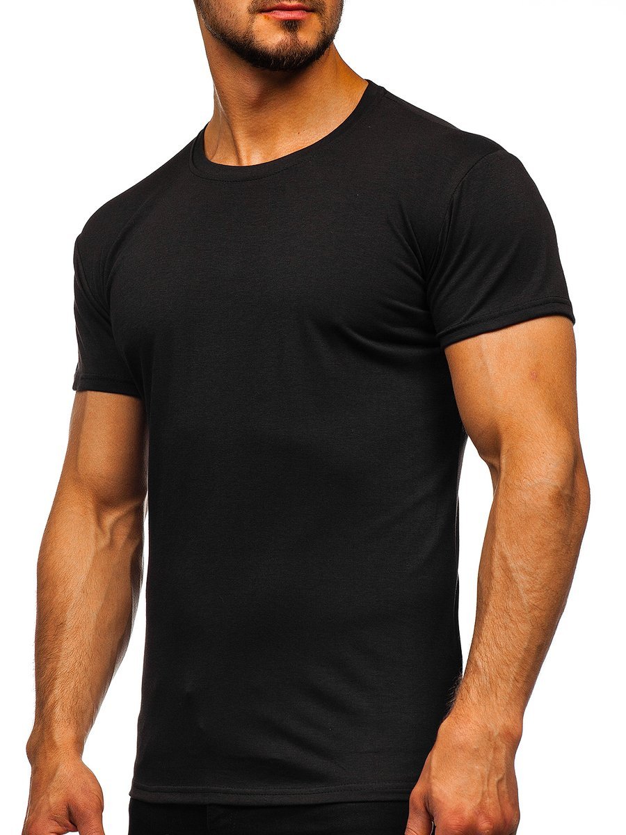 Camiseta de manga corta sin impresión para hombre negra Bolf 2005 NEGRO