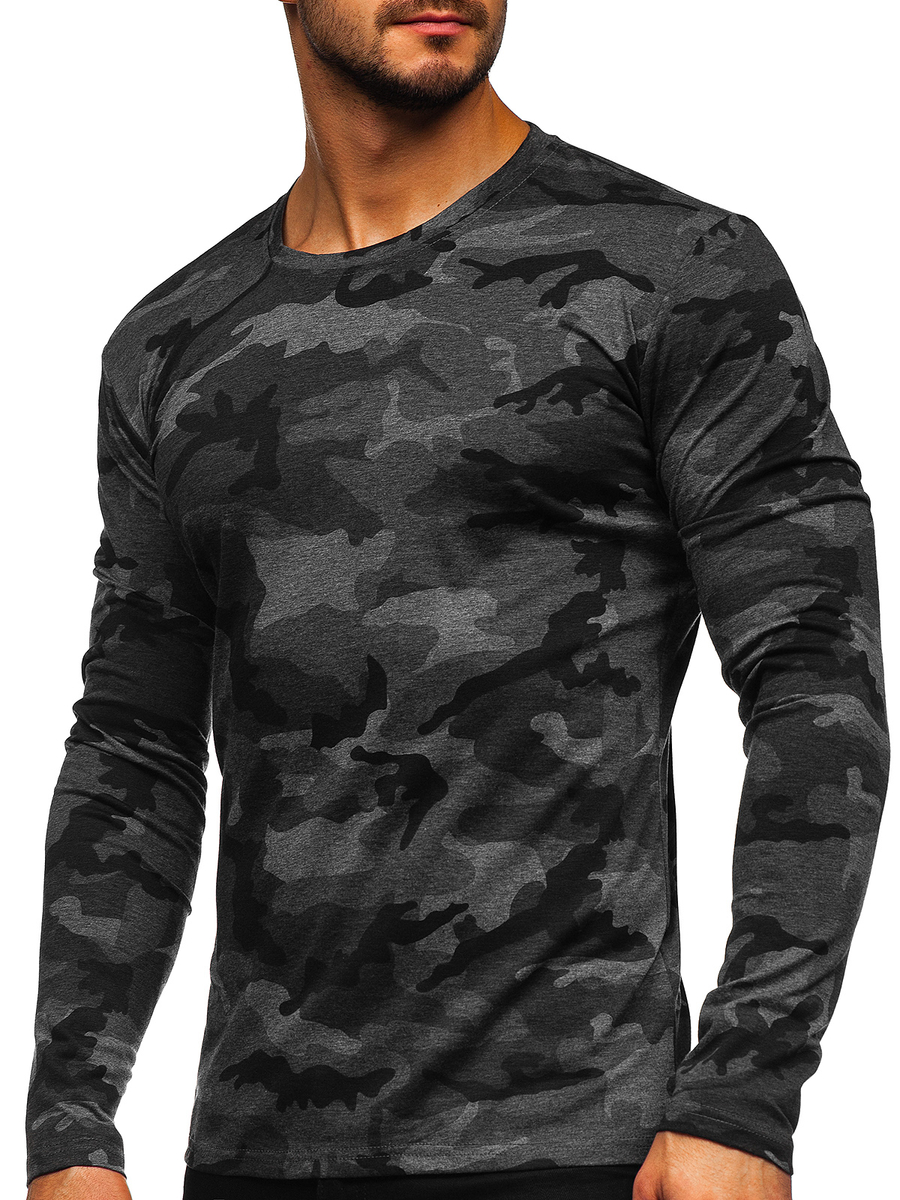 Camiseta de manga larga de color grafito camuflaje para hombre Bolf 2088 1