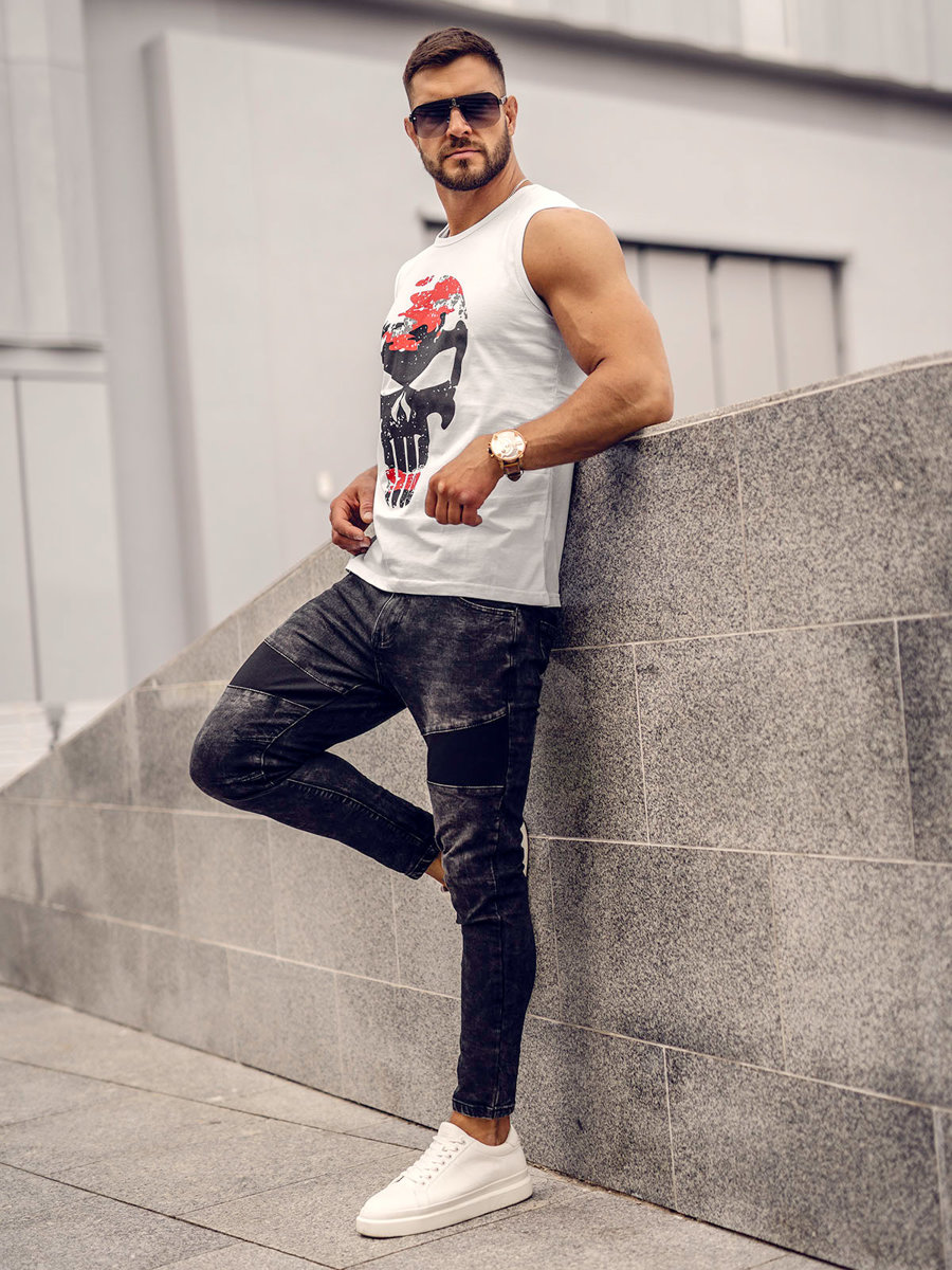 Camiseta de tirantes blanca hombre outlet