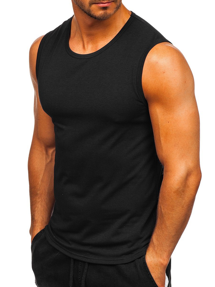 Camiseta tank top sin estampado para hombre negra Bolf 99001